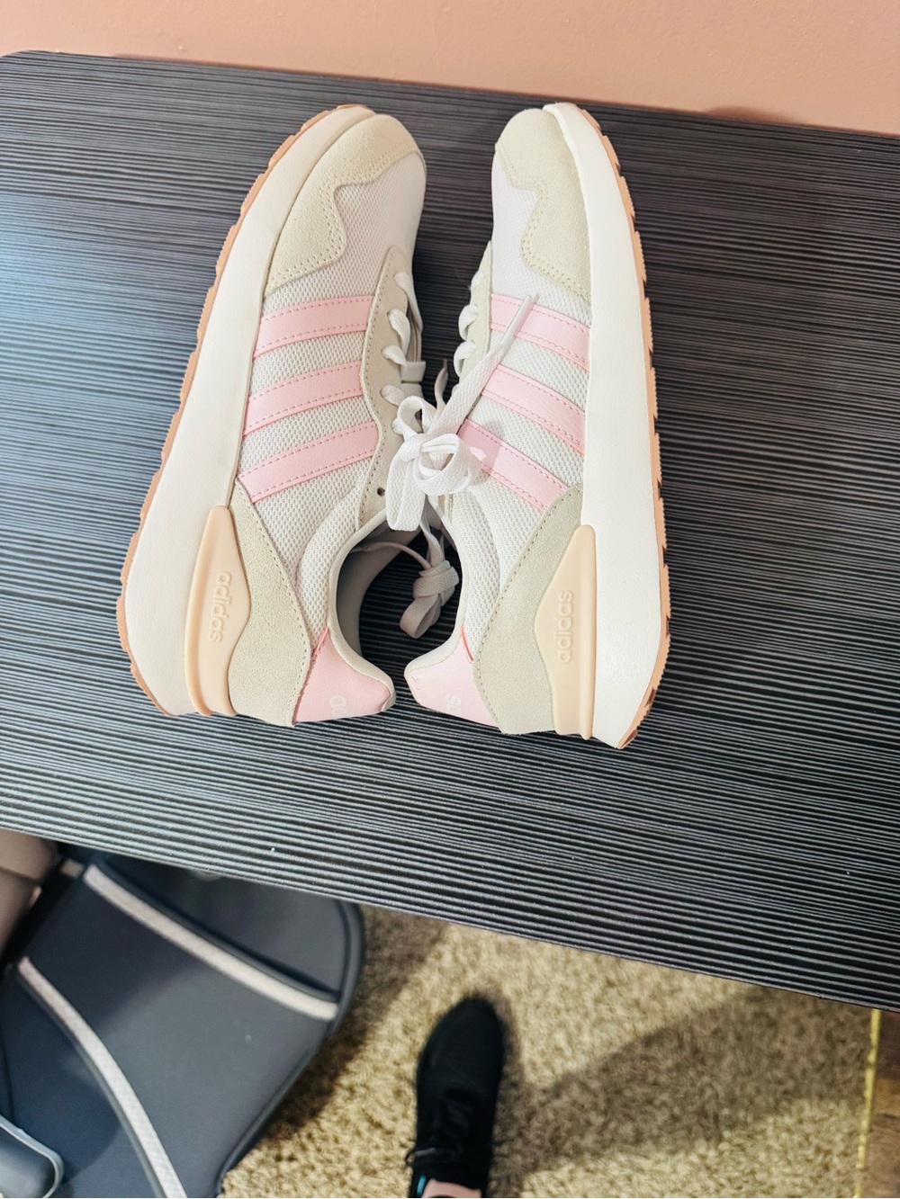 adidas Women's Sneakers White Beige Pink - Picture 4 of 5
